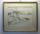 H. Eiber, Aquarell 'Winterlandschaft'