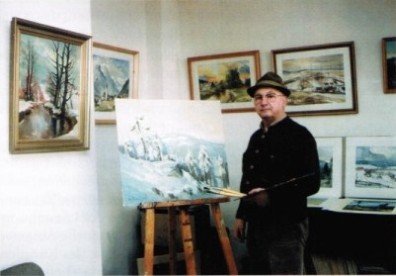 Alfred Seidel in seinem häuslichen Atelier A. Seidel